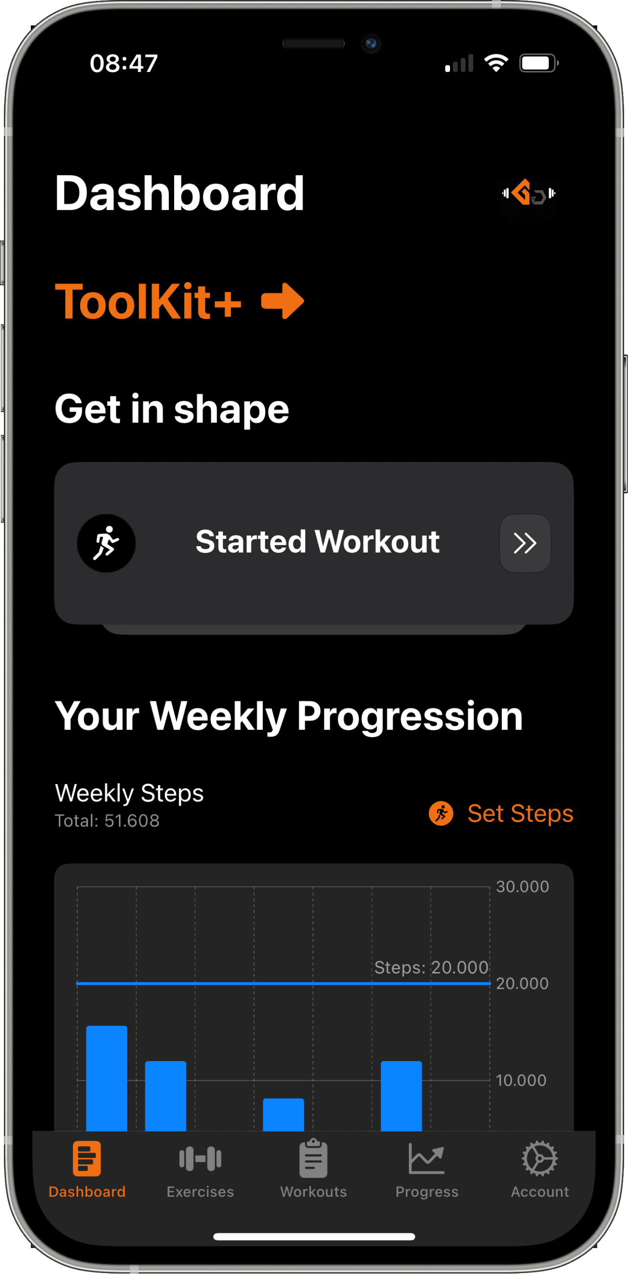 gymcore dashboard iphone