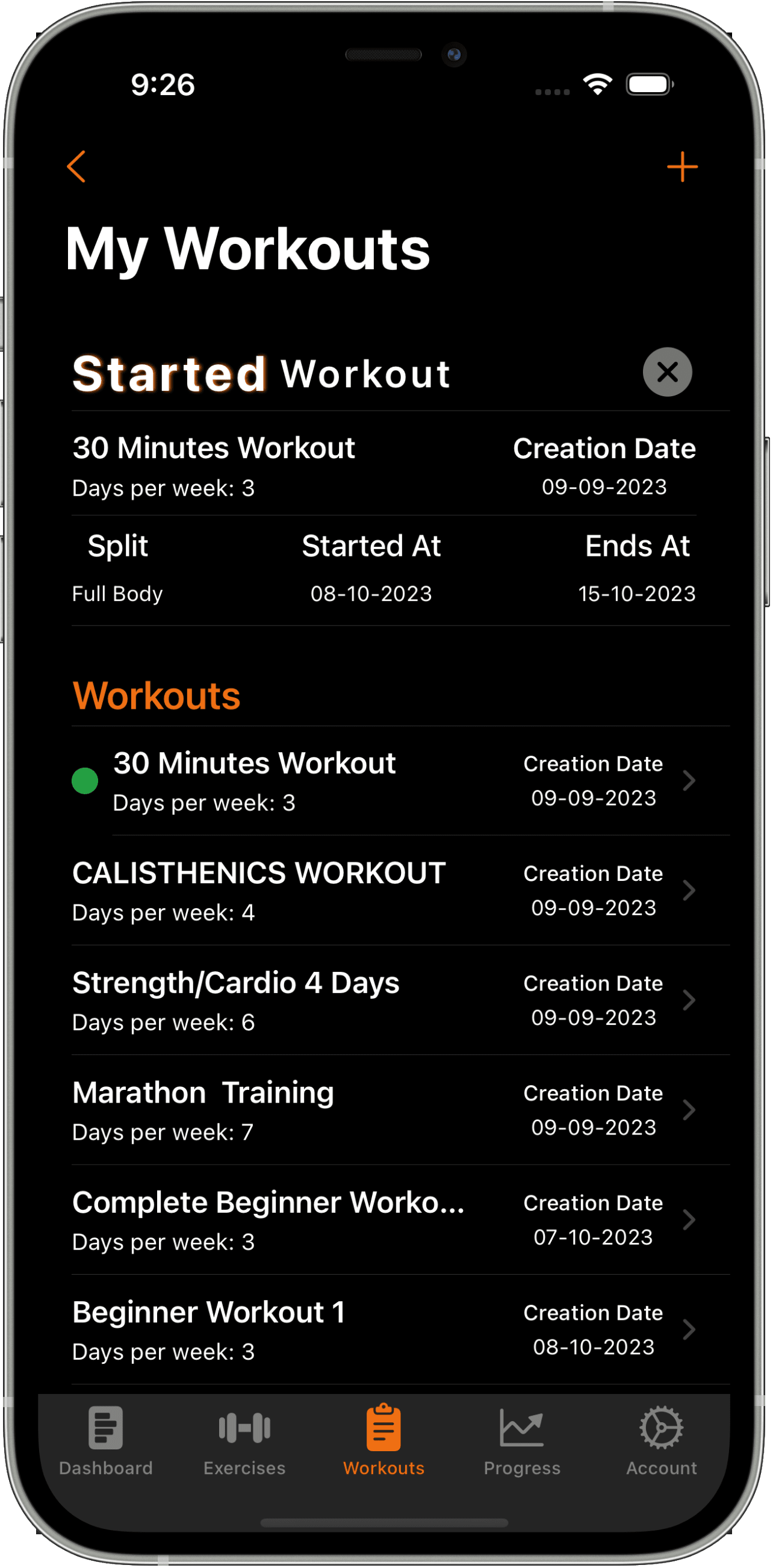 my workouts iphone