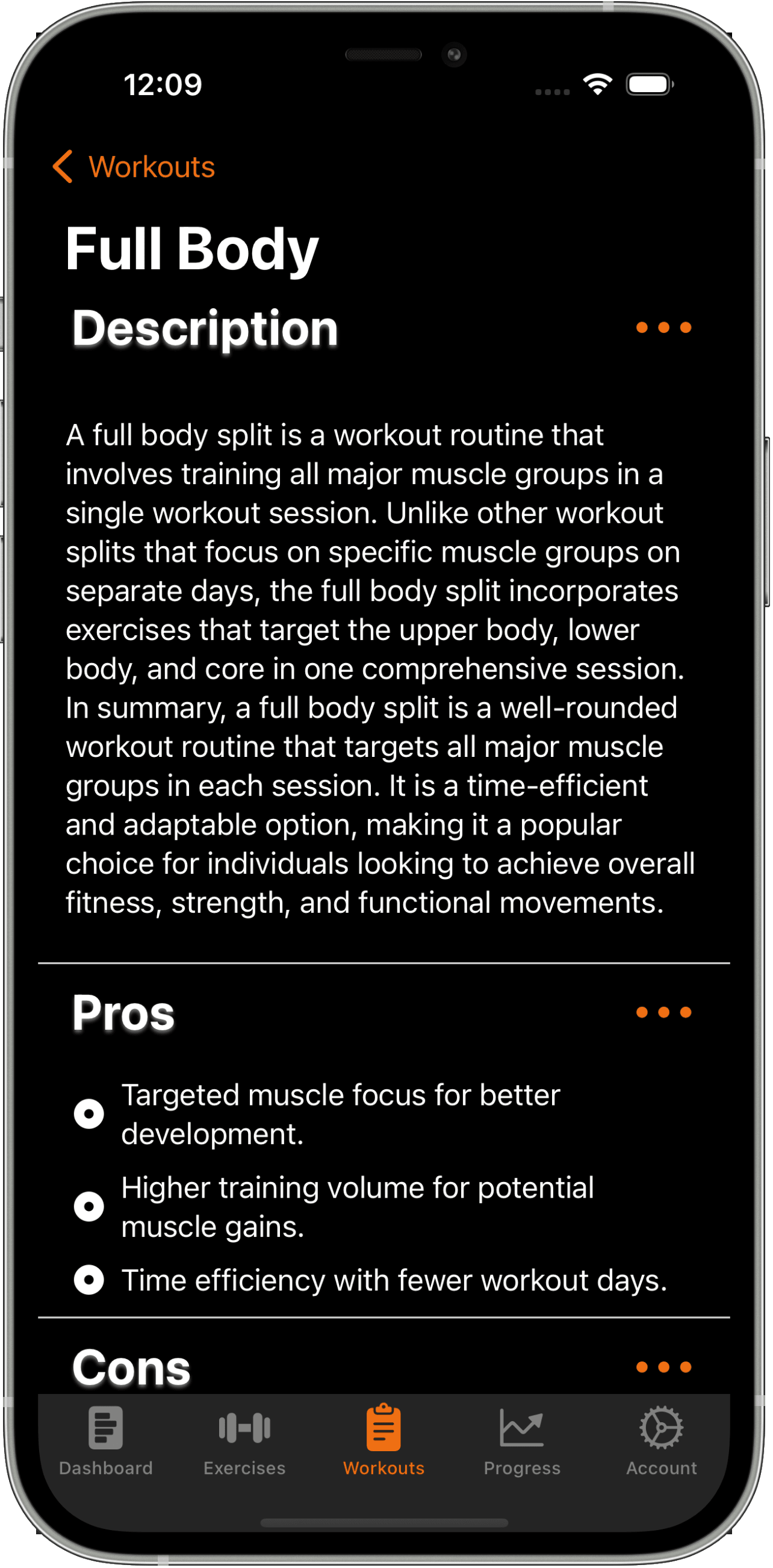 workout split description